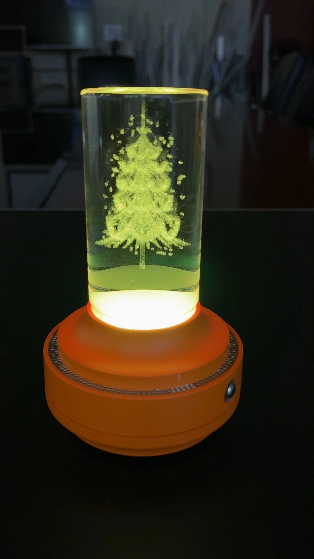 New Arrive Design Christmas Trees Customized Inner Carving Any Pattern Plastic Acrylic Round Rod Using Bluetooth Ambient Light 1