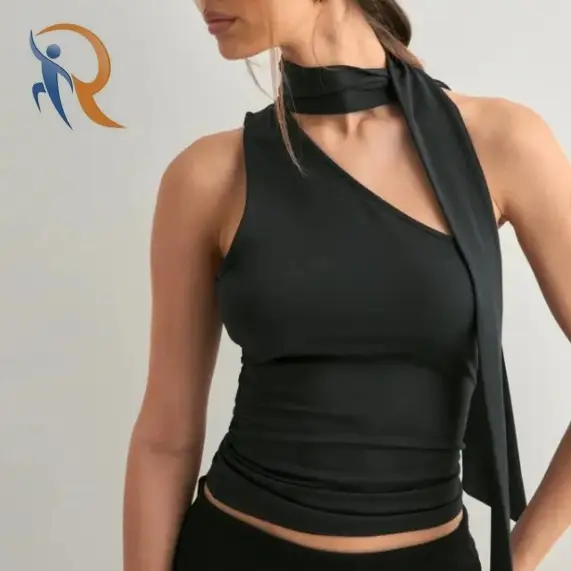 Cutout Top with Scarf Neck Detail | Sleeveless Modern Statement Tank 1