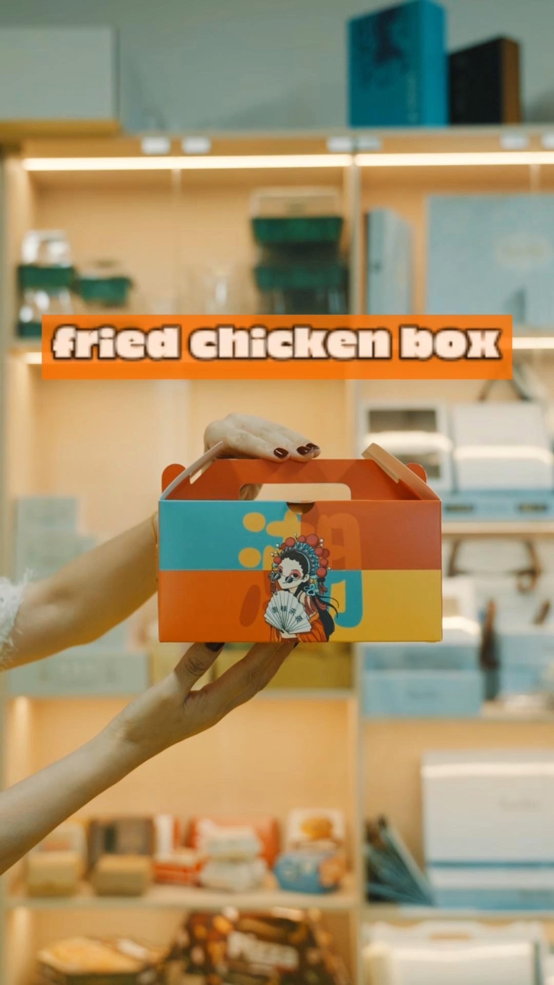 Customized Fried Chicken Kraft Paper Boxes - Food Grade, Handle Design for Fast Food Delivery 1