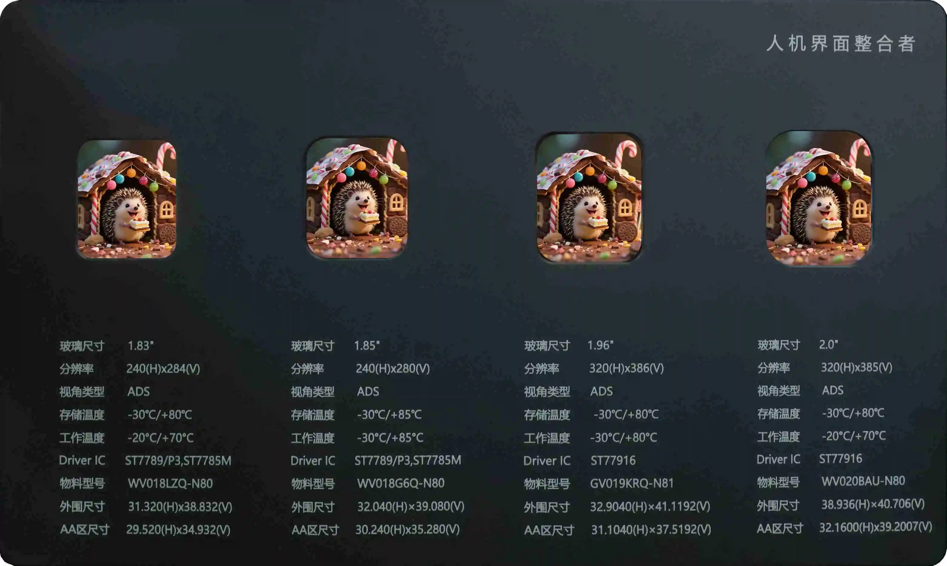 Rounded Corner LCD Screens In Sizes 1.83, 1.85, 1.96, 2.0 1