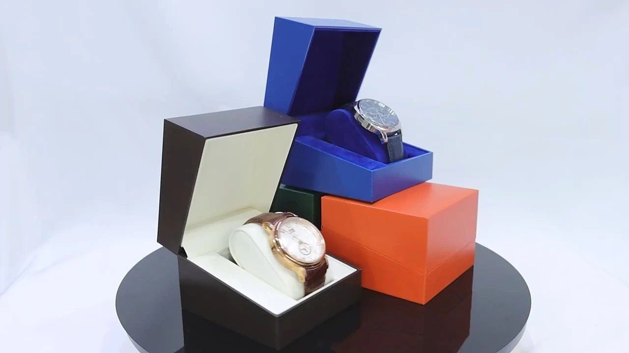 صندوق ساعة إبداعي مشطوف بغطاء قلاب وورق مملوء + جلد صناعي + قماش مخملي 1