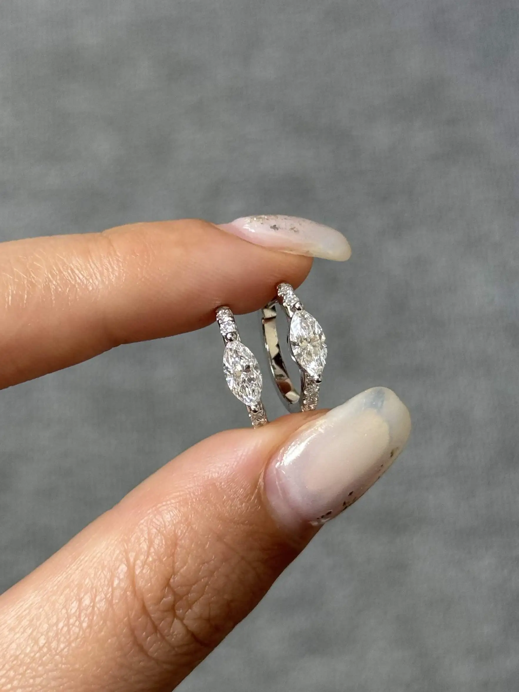 Platinum lab diamonds earrings 0.64ct Marquise diamond earrings 1