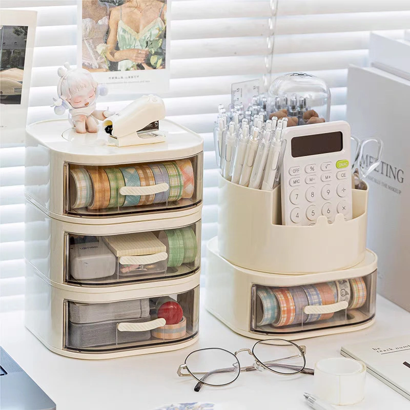 Hongxing Cheap Plastic Storage Boxes, Desktop Drawer Style Rotating Storage Box 1