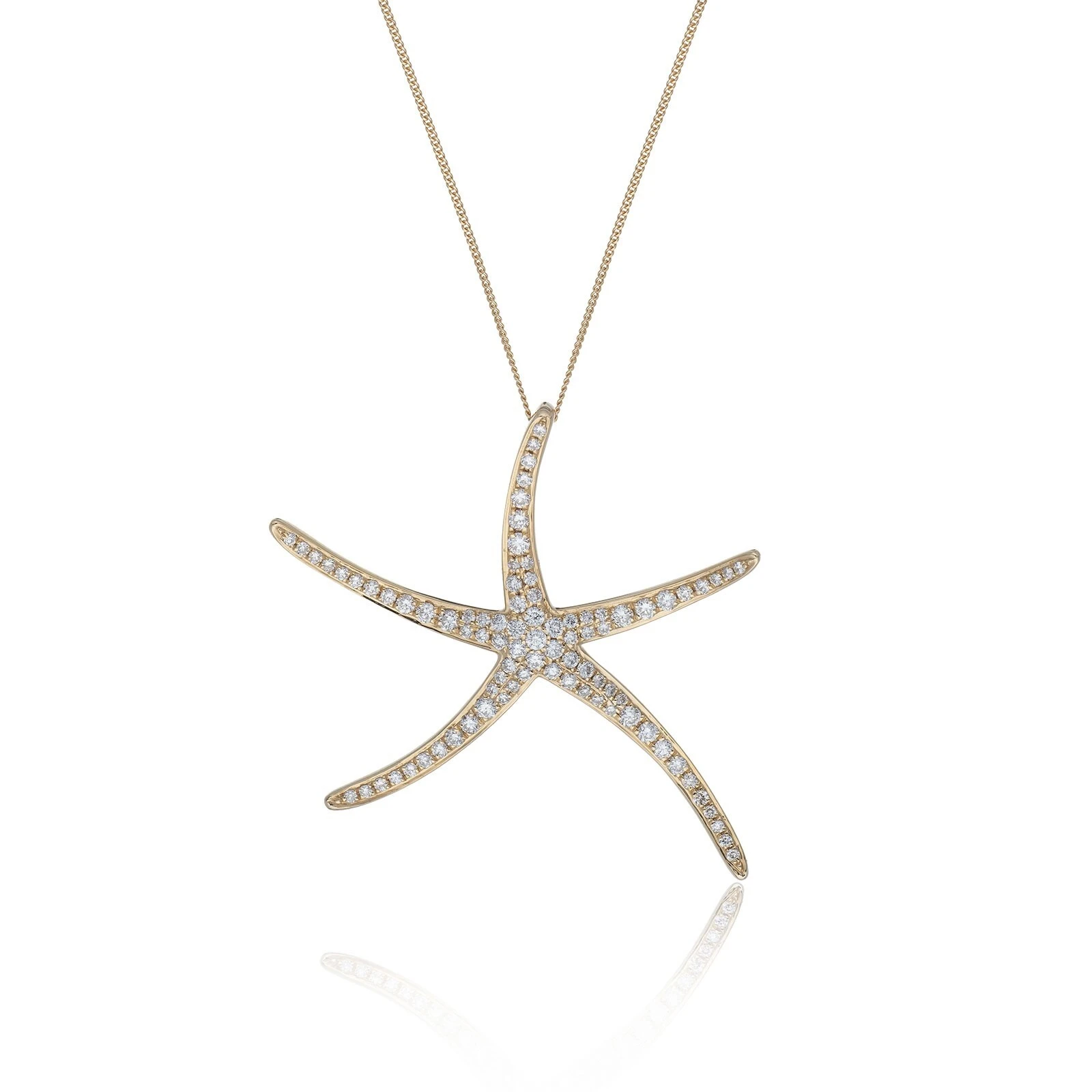 18ct Yellow Gold Lab Grown Round Brilliant Cut Diamond Starfish Pendant 1