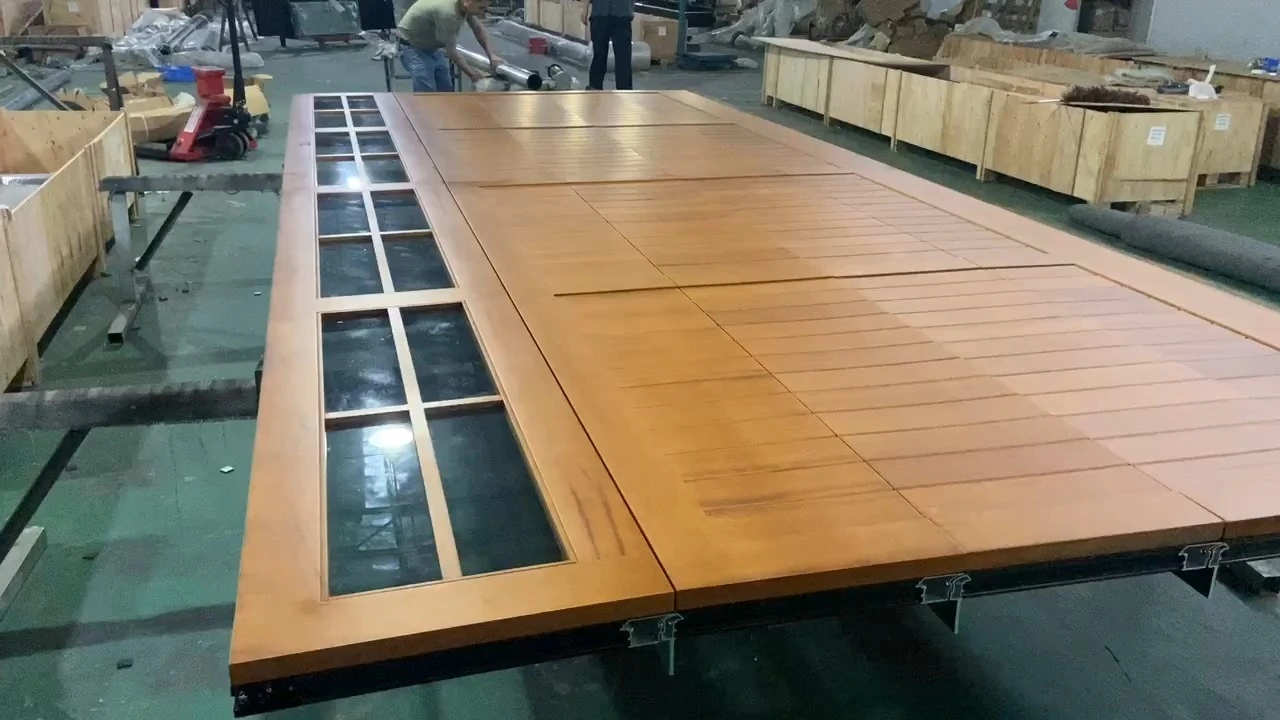 Porte de garage sectionnelle Master Home en placage de bois massif isolé avec mousse PU, chêne blanc, cèdre, acajou 1