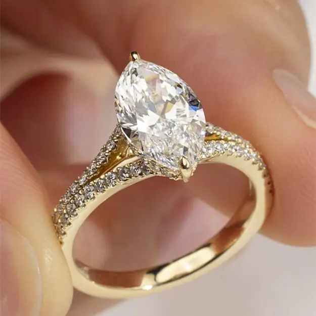 14k yellow 2carat D VS1 marquise ring US5.5 1