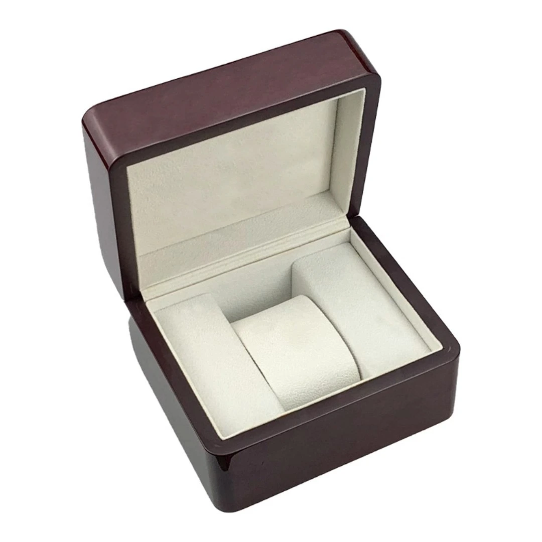 Exquisite Rounded-Corner Piano-Lacquer Watch Box Deep Red Wooden Watch Gift Packaging Box 1