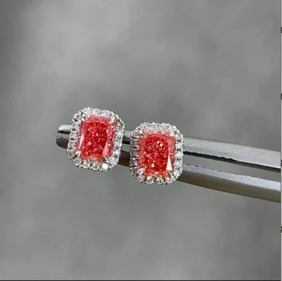 Classic Style 18K White Gold Radiant Shaped Earrings 1