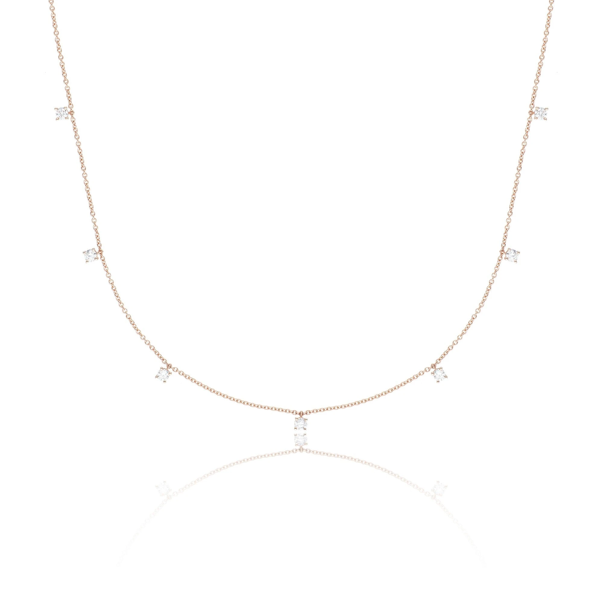 18ct Rose Gold Lab Grown Excellent Round Brilliant Cut Brilliant Diamond Necklace 1