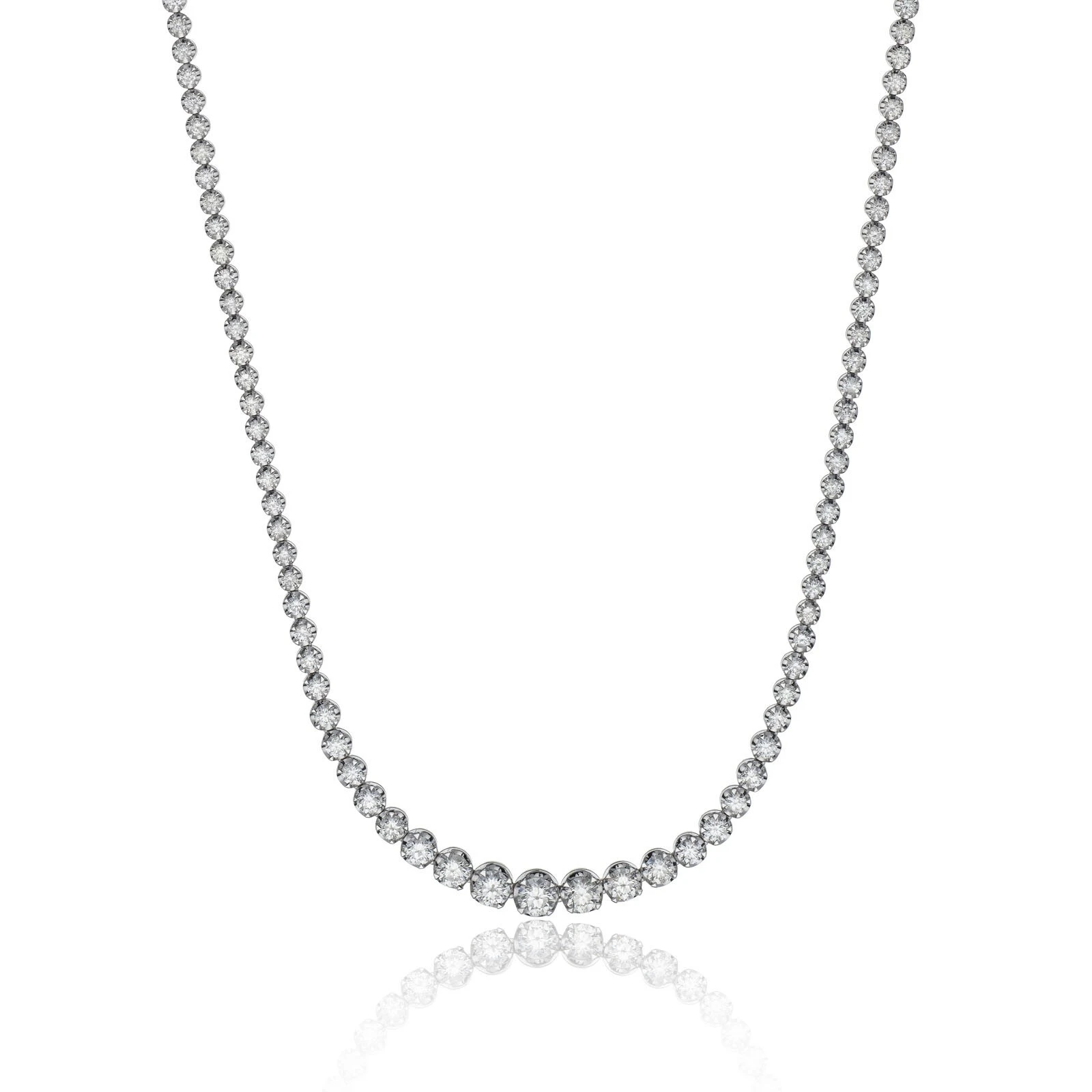 Luxurious 18ct White Gold Lab Grown Excellent Round Brilliant Cut Diamond Necklace 1