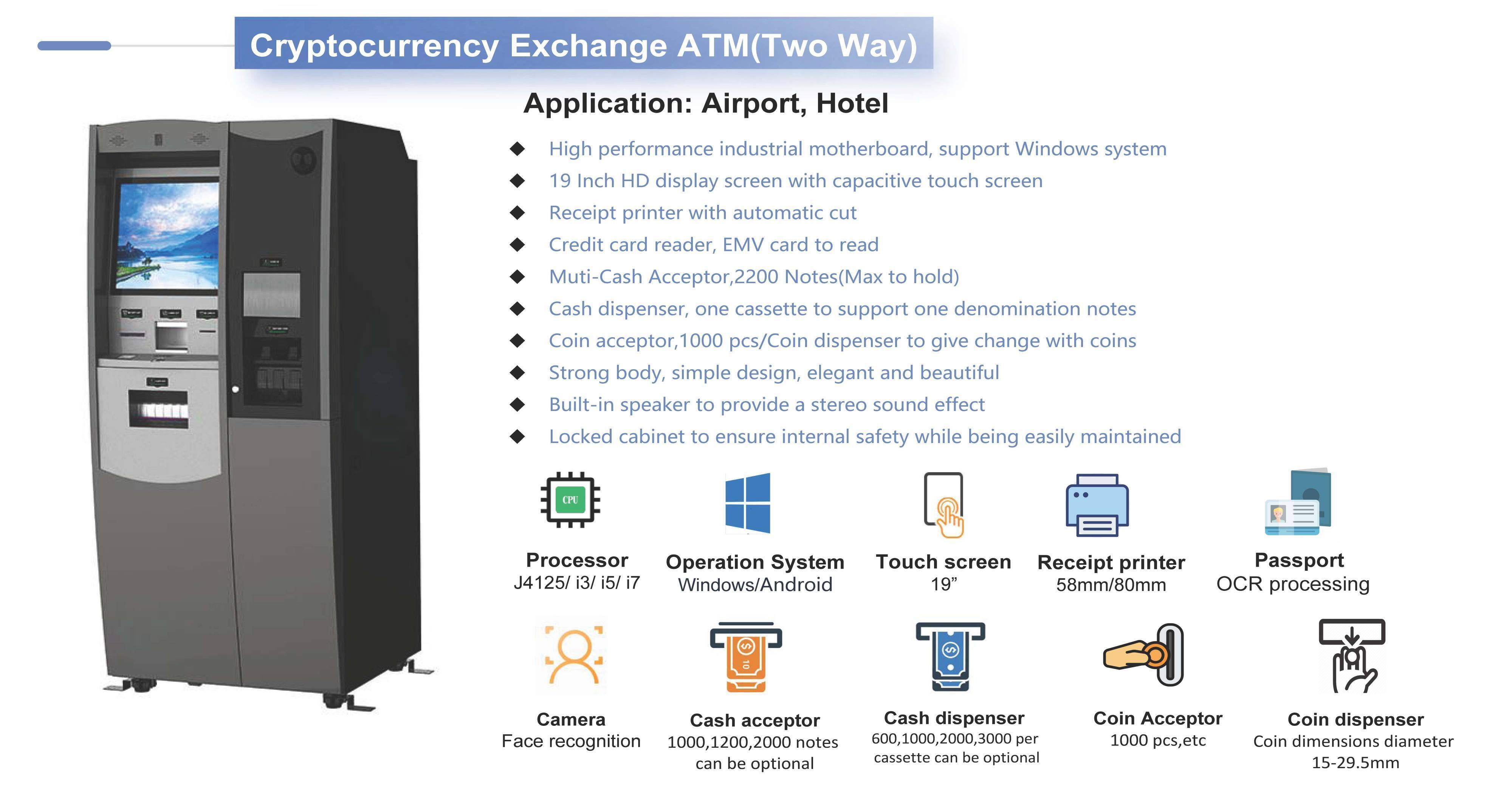 革新移动金融体验：支持8种不同货币的双向加密货币兑换ATM | 鸿州自助服务终端