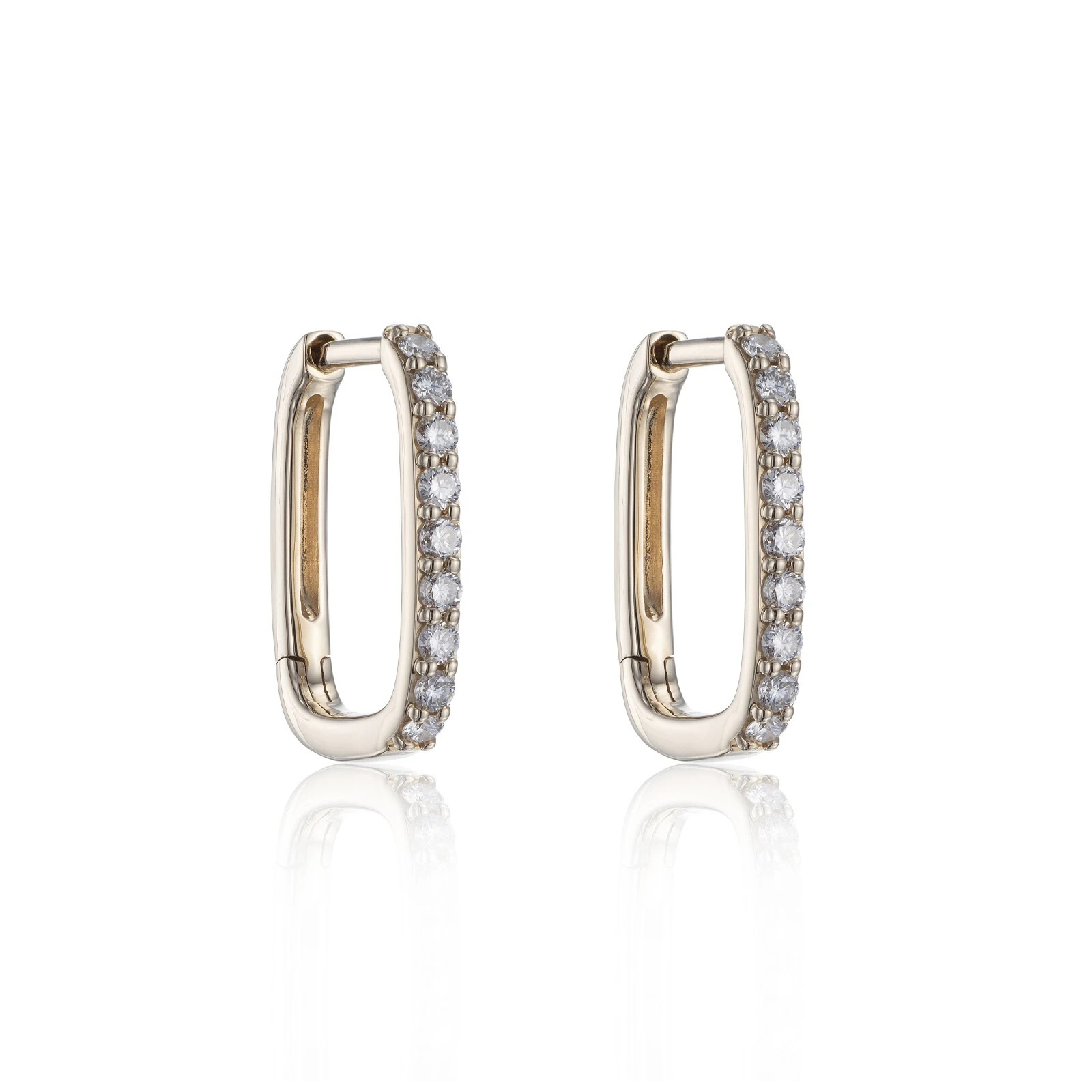 18ct Yellow Gold Lab Grown Excellent Round Brilliant Cut Diamond Square Earrings 1