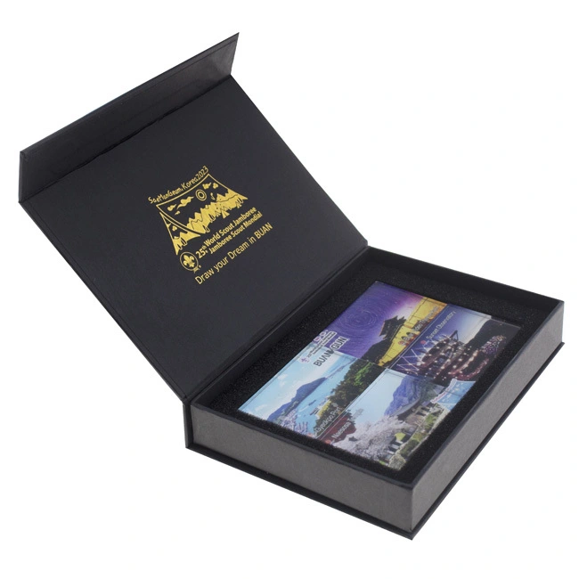 صندوق على شكل كتاب من رقائق الذهب - لمسة نهائية سوداء مع بطانة إسفنجية مخصصة للعلامات التجارية المتميزة - تغليف Packshion 1