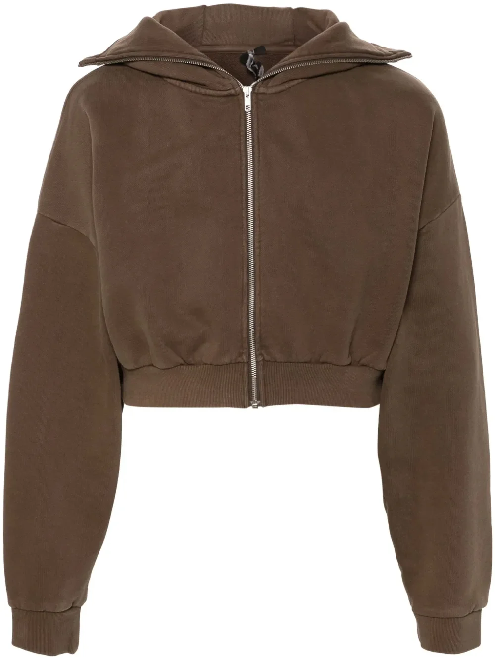 420克/平方米拉鍊長袖落肩立領有機棉短連帽衫-CPHD004 1