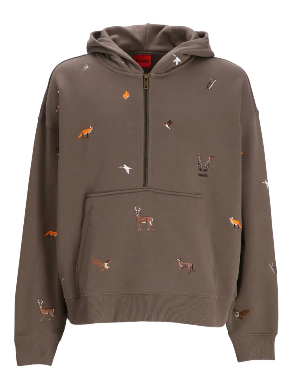 400 GSM Embroidered Half-Zip Long-Sleeved Cotton Hoodie with Pocket-HZHD001 1