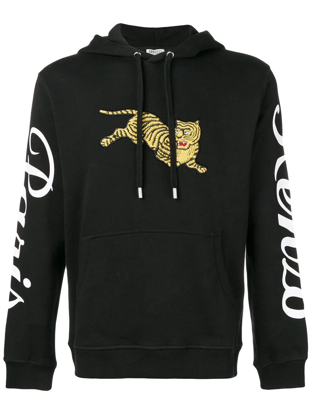 380 GSM Jumping Tiger Embroidered Long-Sleeved Streetwear Pullover String Fleece Hoodie with Kangaroo Pocket-FHD002 1