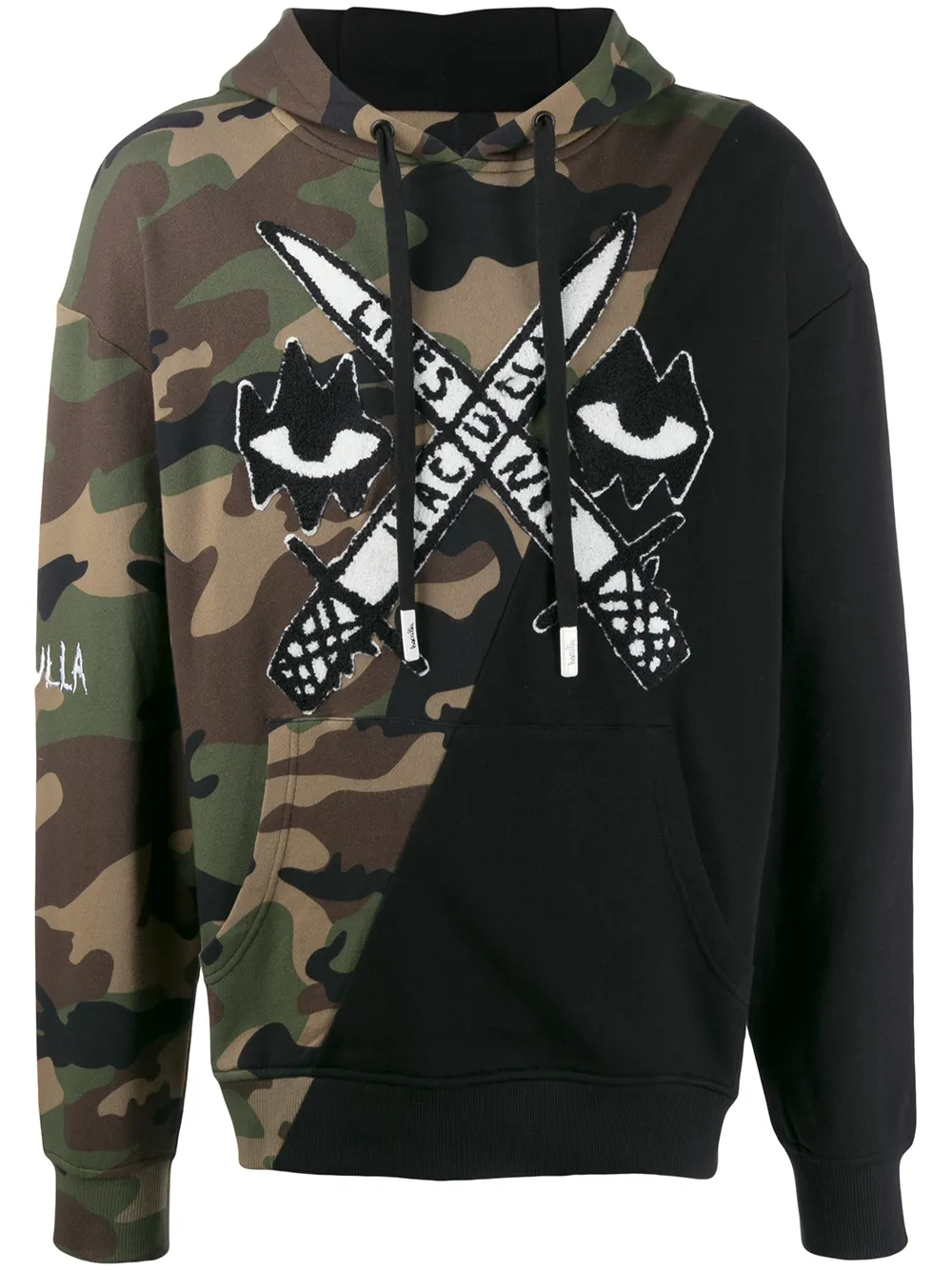 380 GSM Camo Embroidered Graphic Long-Sleeved Streetwear Pullover String Fleece Hoodie with Kangaroo Pocket-FHD004 1