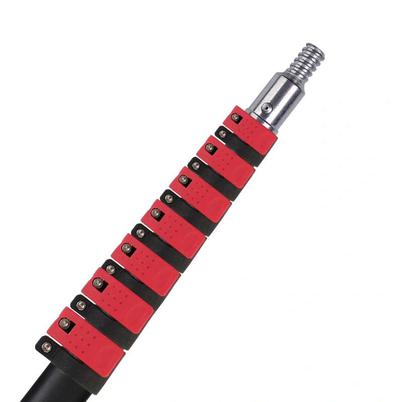 Perche télescopique multifonctionnelle en fibre de carbone de 3,65 m à 18,30 m, légère et portable, module de verrouillage à clapet, éponge antidérapante extra-longue, adaptée au nettoyage de la maison, au lavage de voiture, au nettoyage de piscine (perche seule). 1