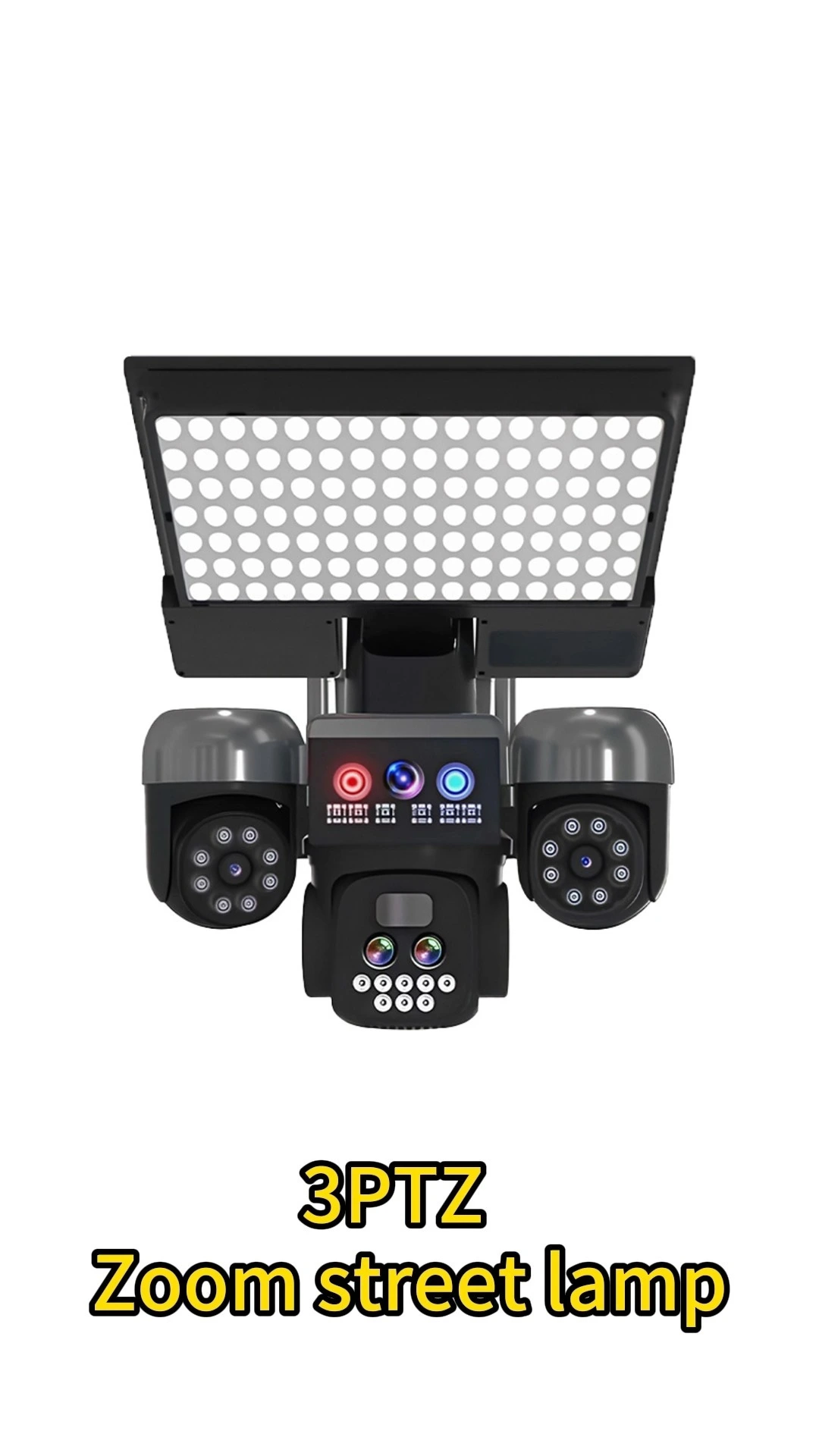 Cámara de calle V380 Pro 2 en 1 con luz solar integrada, IA, circuito cerrado de televisión, IP66, comunicación bidireccional y carcasa de ABS. 1