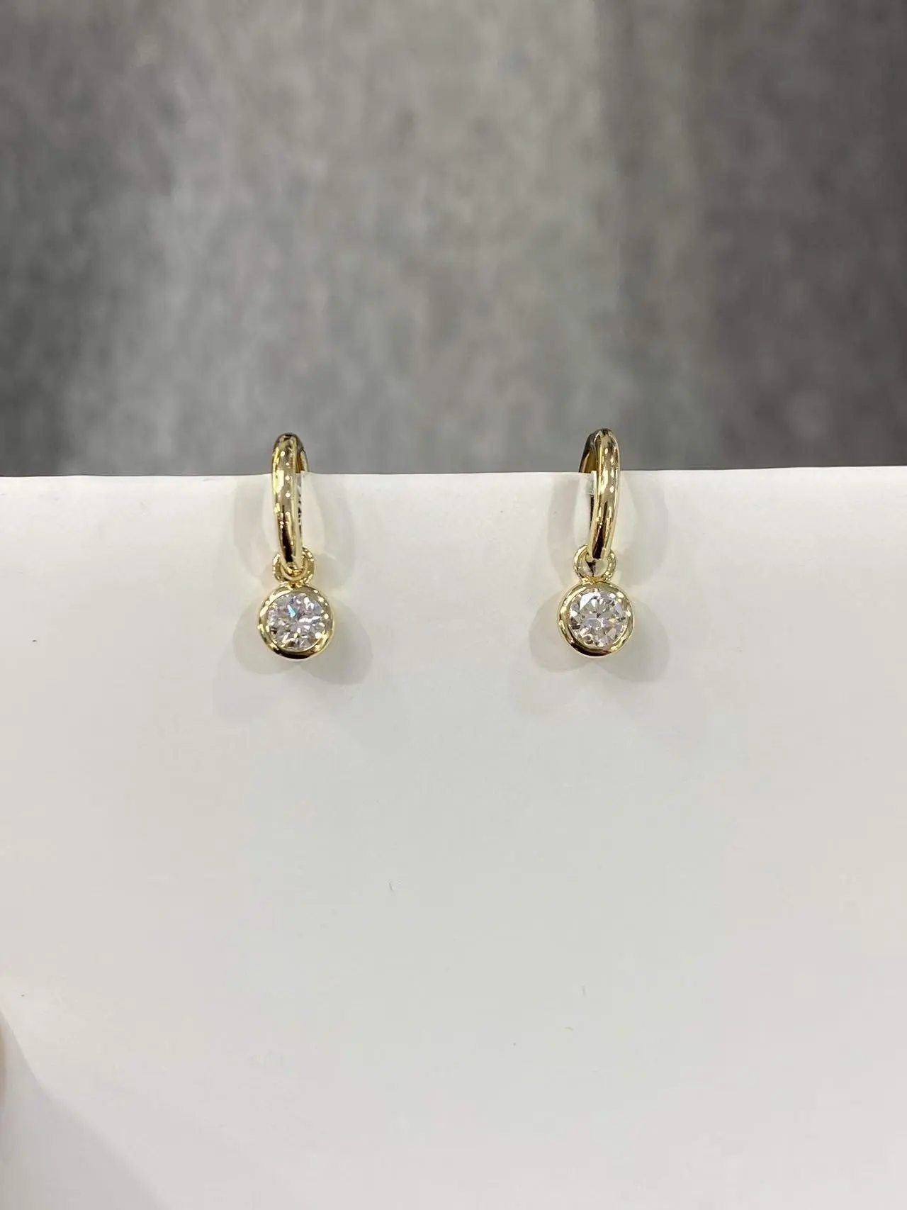 18k gold lab diamonds earrings 1.4ct Round Pendant earrings CVD with IGI certification 1