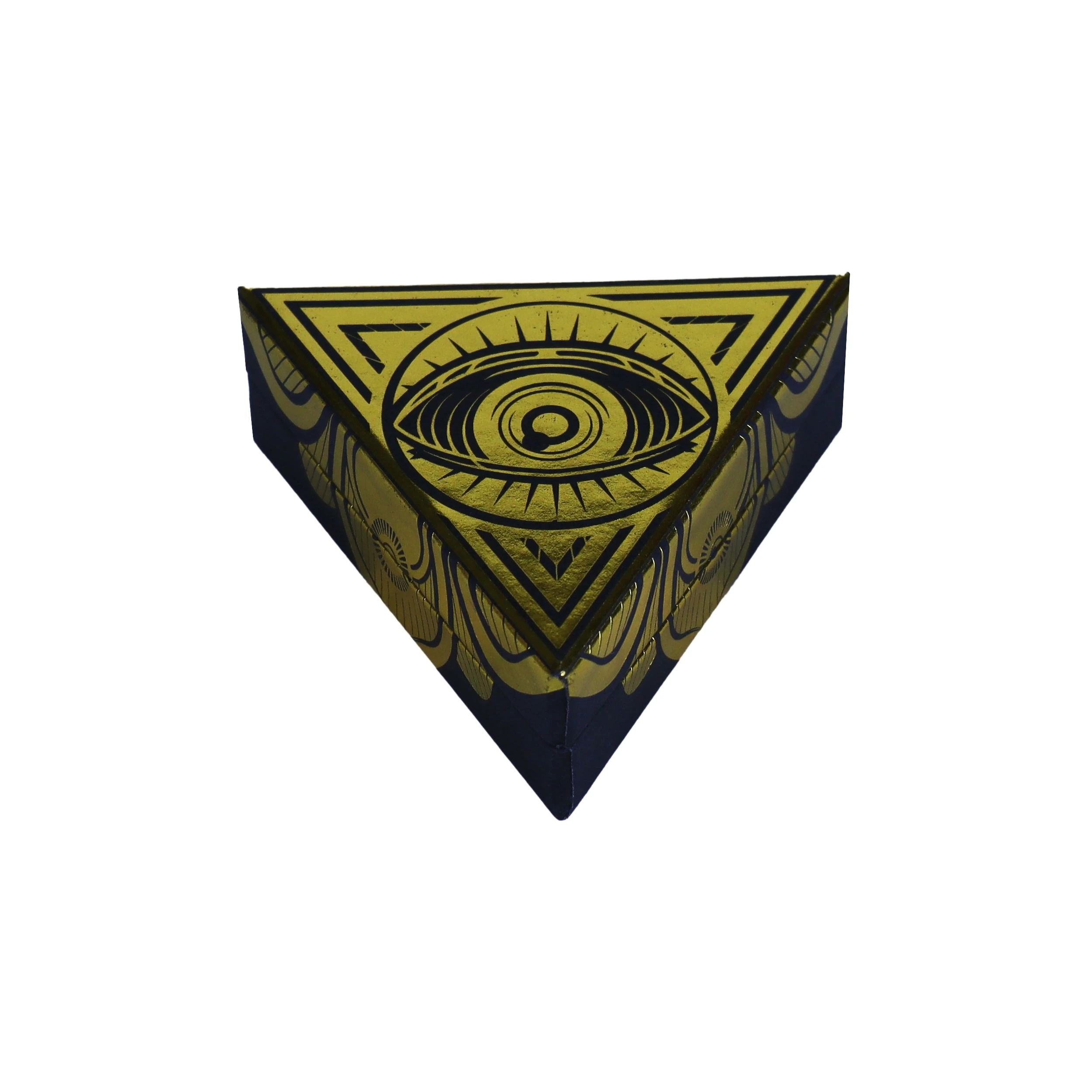 Dreieckige Luxus-Geschenkbox – Goldfolienprägung mit individueller Papiereinlage – Packshion-Verpackung 1