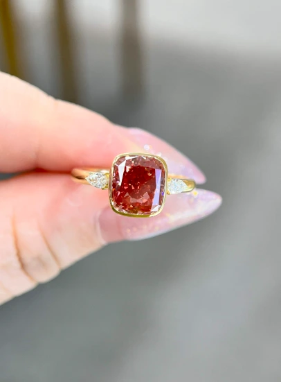 خاتم ألماس وردي مكثف من الذهب الأبيض عيار 18 قيراطًا للنساء بسعر الجملة 1