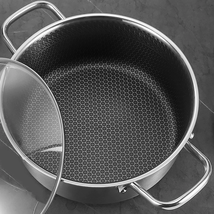 Honeycomb 316 Stainless Steel Soup Pot With Glass Lid 1