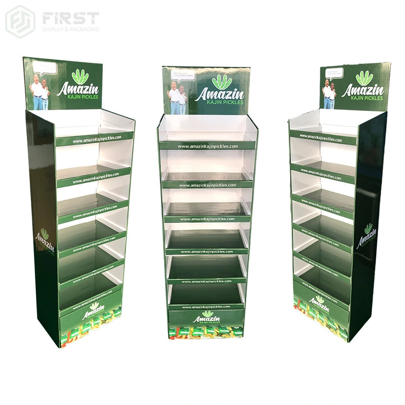 Custom POP Cardboard Floor Display Foldable Paper Corrugated Floor Display Shelf 1