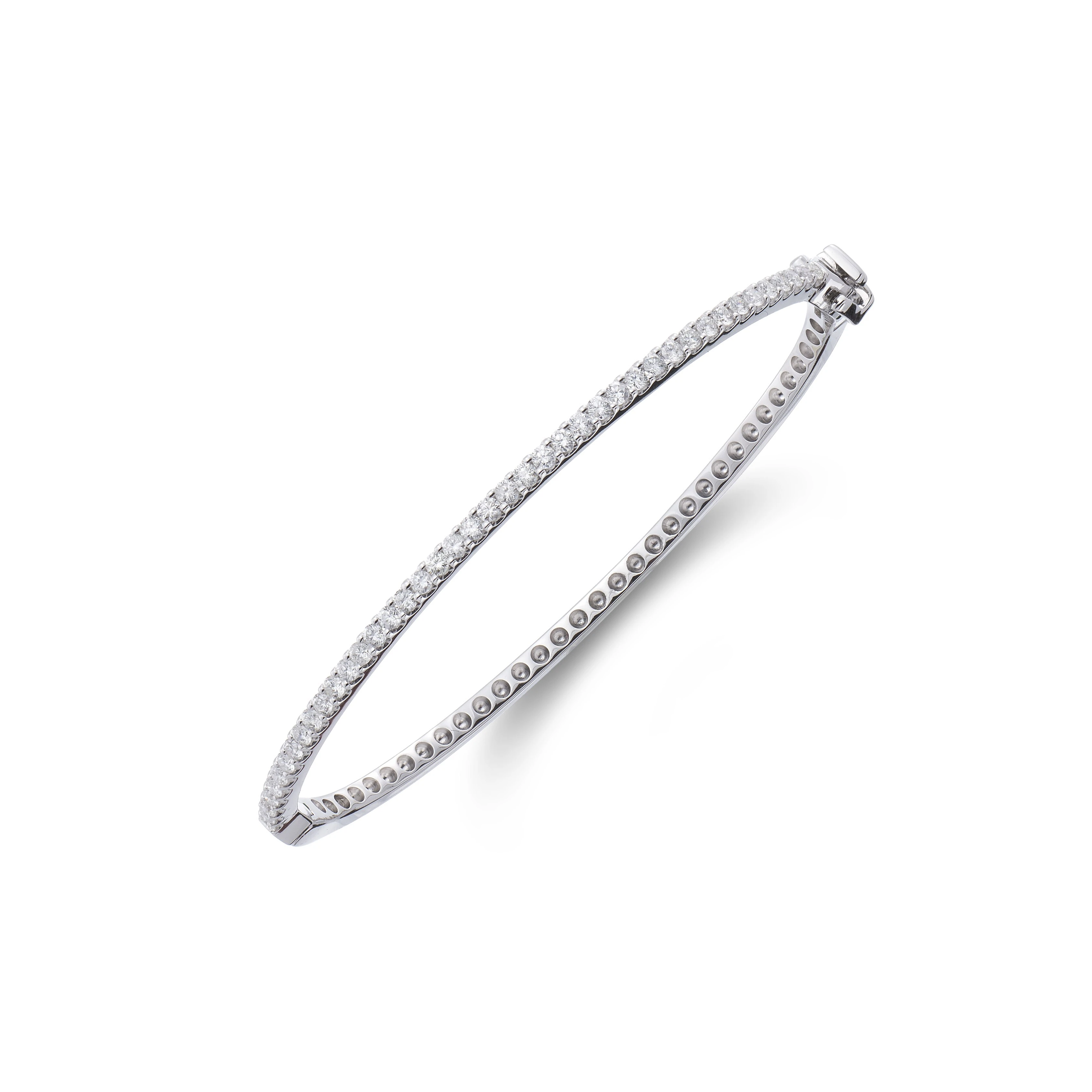 18ct White Gold Lab Grown Round Brilliant Cut High Clarity Diamond Bangle 1
