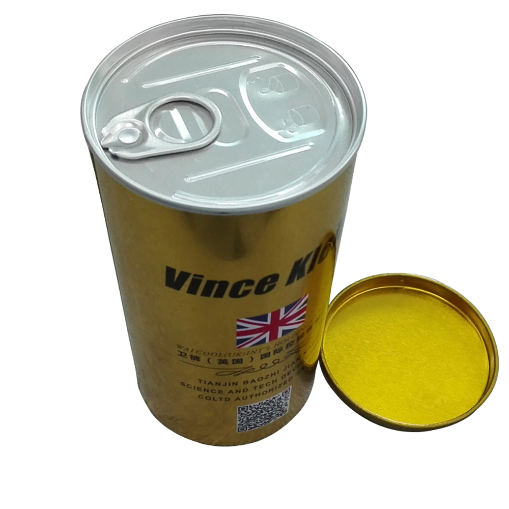 علبة معدنية دائرية مطبوعة حسب الطلب مع غطاء سحب لتعبئة وتخزين السراويل الرياضية 1