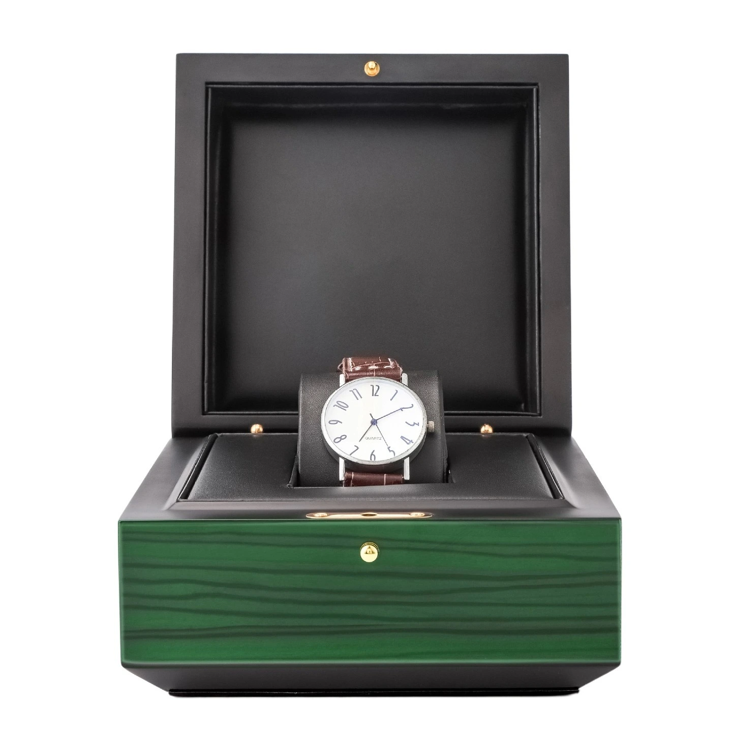 Новая деревянная шкатулка для часов с отделкой под дерево, зеркальная или матовая зеленая подарочная коробка для часов 1