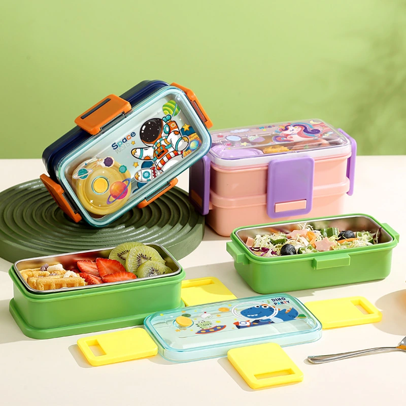 Hongxing Bento Box Style Lunch Boxes, Double Layered Cartoon Style Student Lunch Box 1