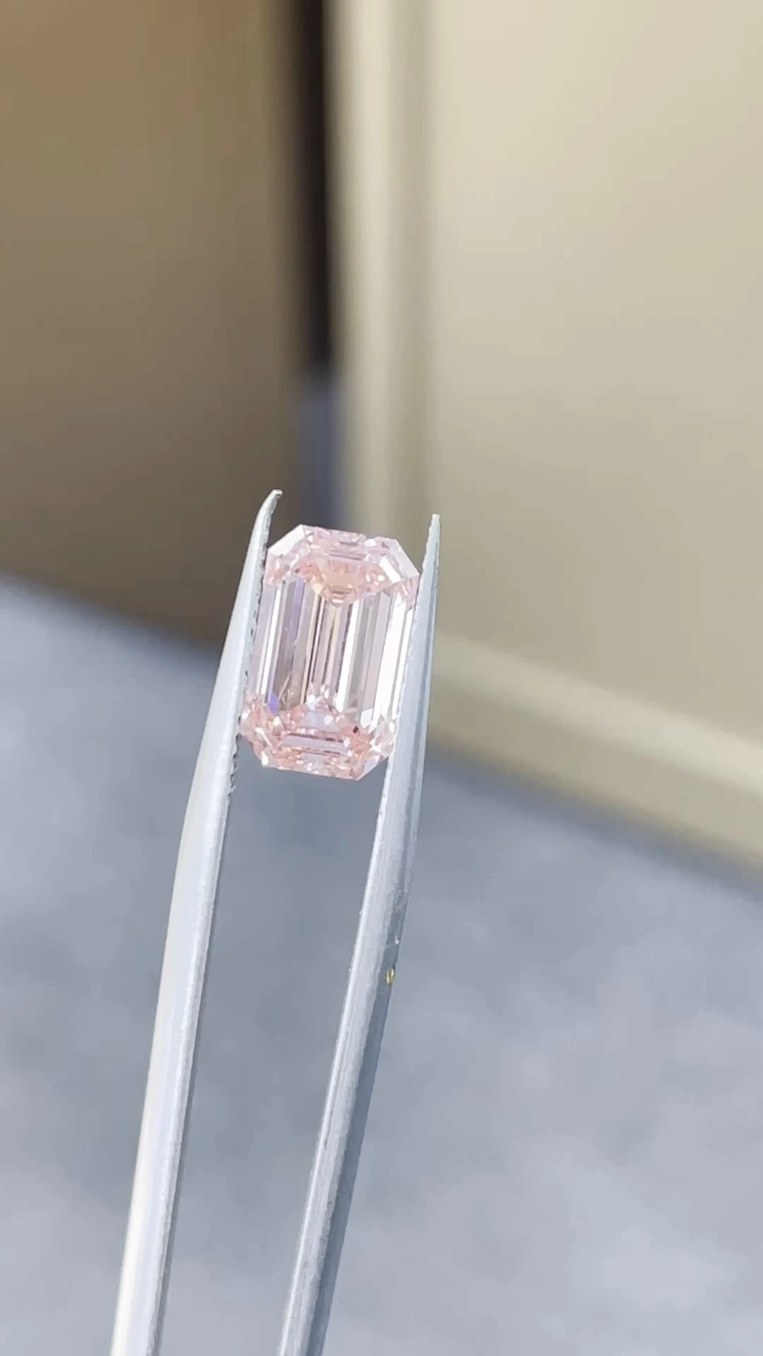 Lab Grown Fancy Intense Pink Emerald Cut VVS2 Clarity Diamond 3.08ct 1
