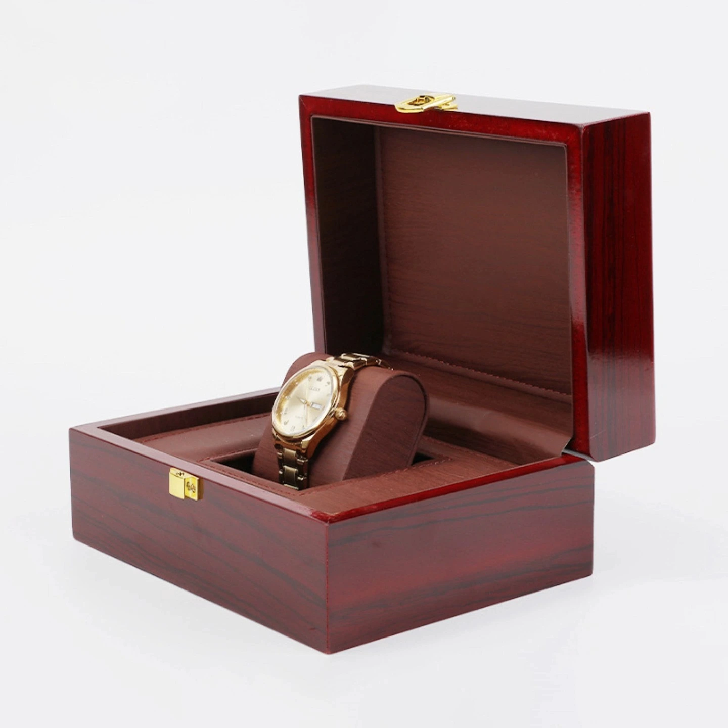 Премиальная шкатулка для часов из массива дерева, покрытая лаком с текстурой дерева, подарочная упаковка для часов 1