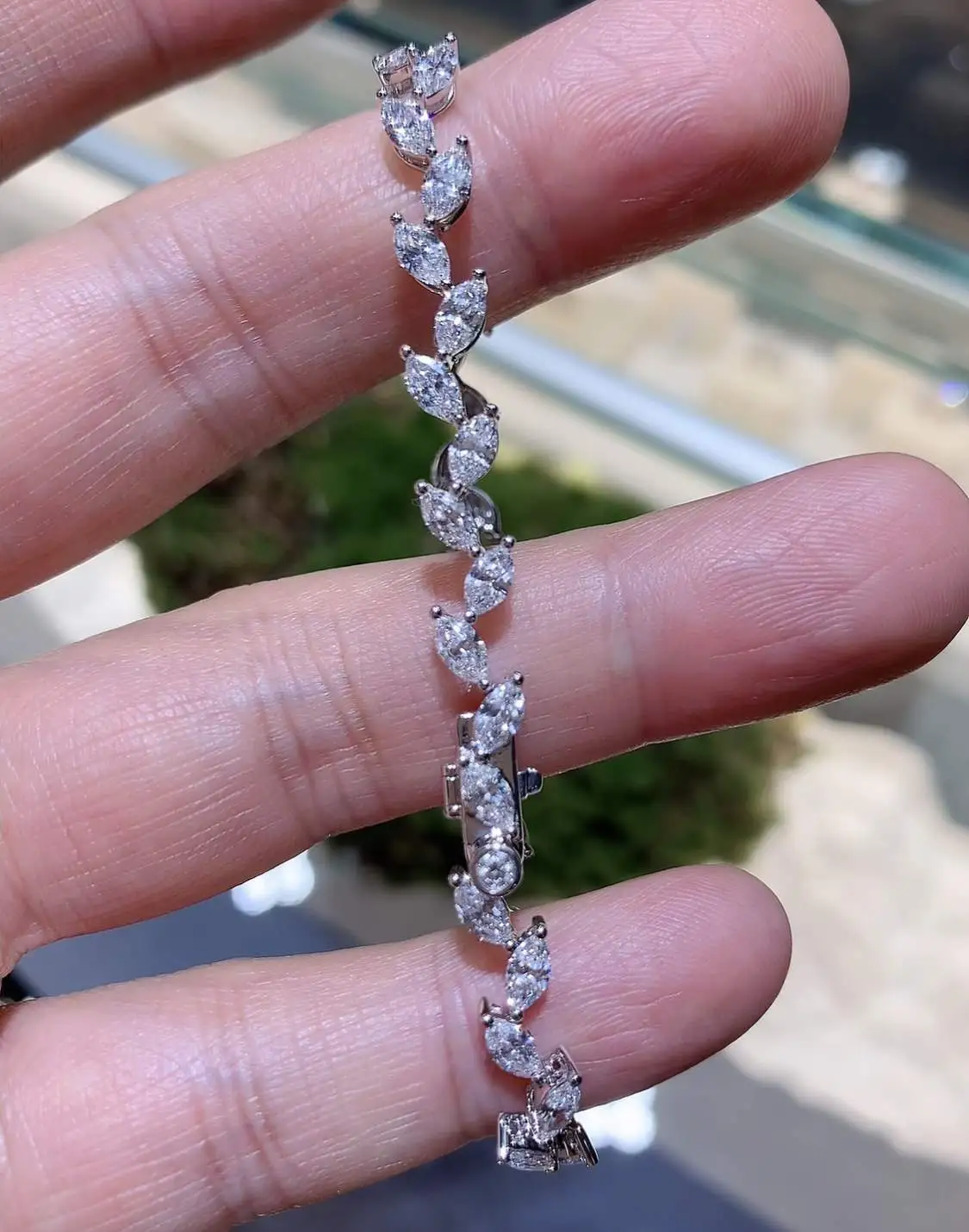 18k white gold lab diamond Bracelet 5.532ct Marquise custom-made diamond bracelet 1