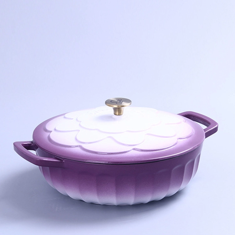 Household Enamel Cast Iron Stew Pots Uncoated Soup Pot With Lid 1