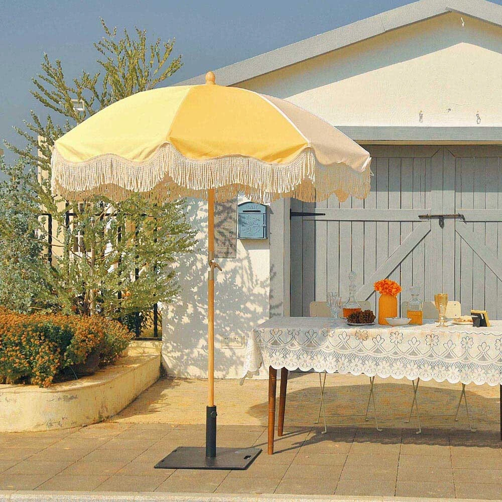 Tin Alloy Turning Wooden Pole Spacing Color Tassel Umbrella 1