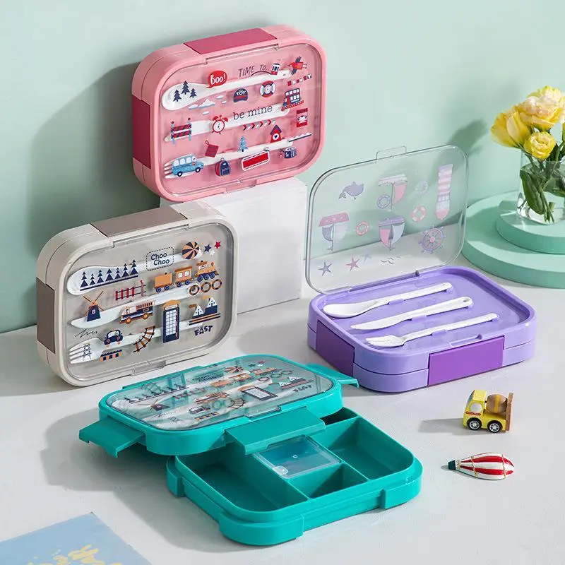 Hongxing Microwave Friendly Lunch Box, Plastic Portable Cartoon Lunch Box for Office Workers 1