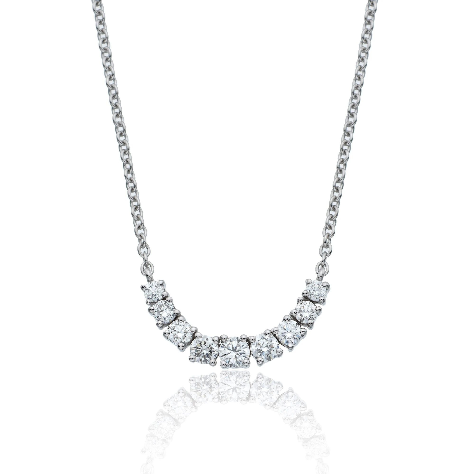 18ct White Gold Lab Grown Round Brilliant Cut Diamond Necklace 1