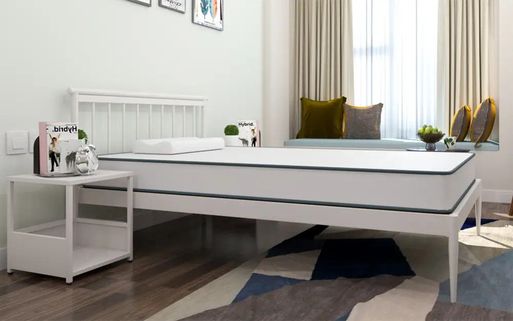 Simple White Single Bed + Nightstand Set - Modern Style Bedroom Furniture Combination for Rental Homes 1