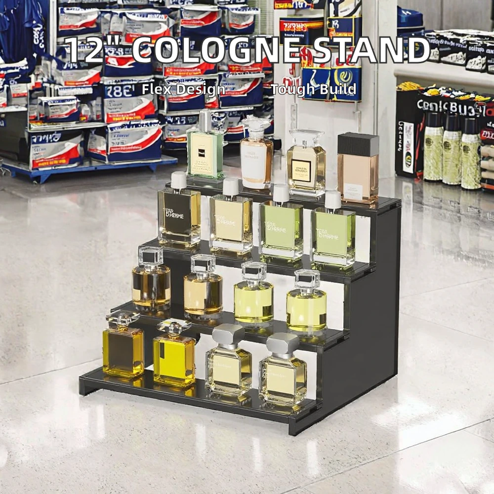Modern 4-Tier Clear Acrylic Perfume Display Stand Countertop Organizer Rack for Retail Store 1