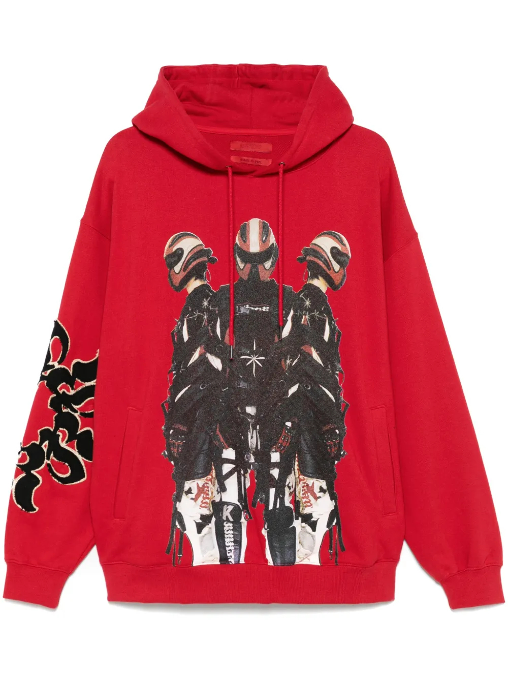 460GSM Heavyweight Red Moto-Men Graphic-Print Cotton Hoodie 1