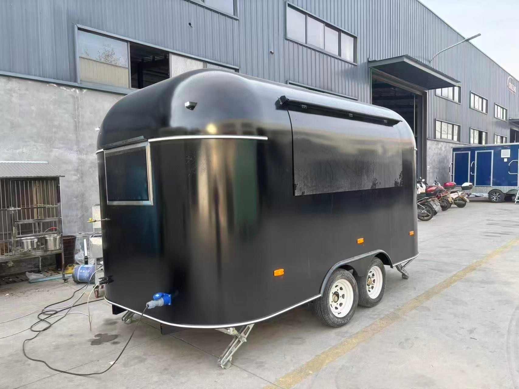 Glossy Black Dual - Axle Food Trailer with Stainless - Steel Serving ...