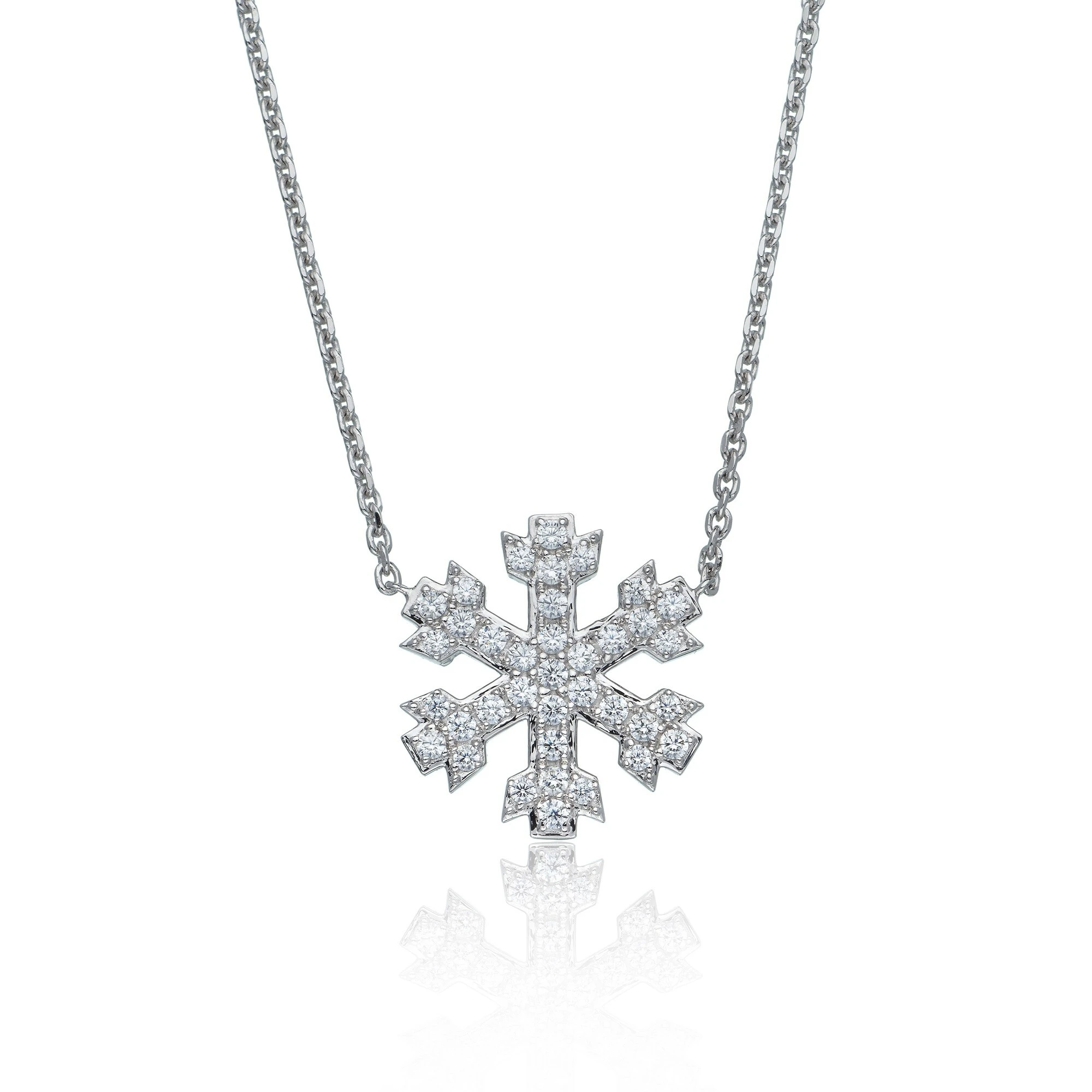 18ct White Gold Lab Grown Round Brilliant Cut Snowflake Diamond Necklace 1