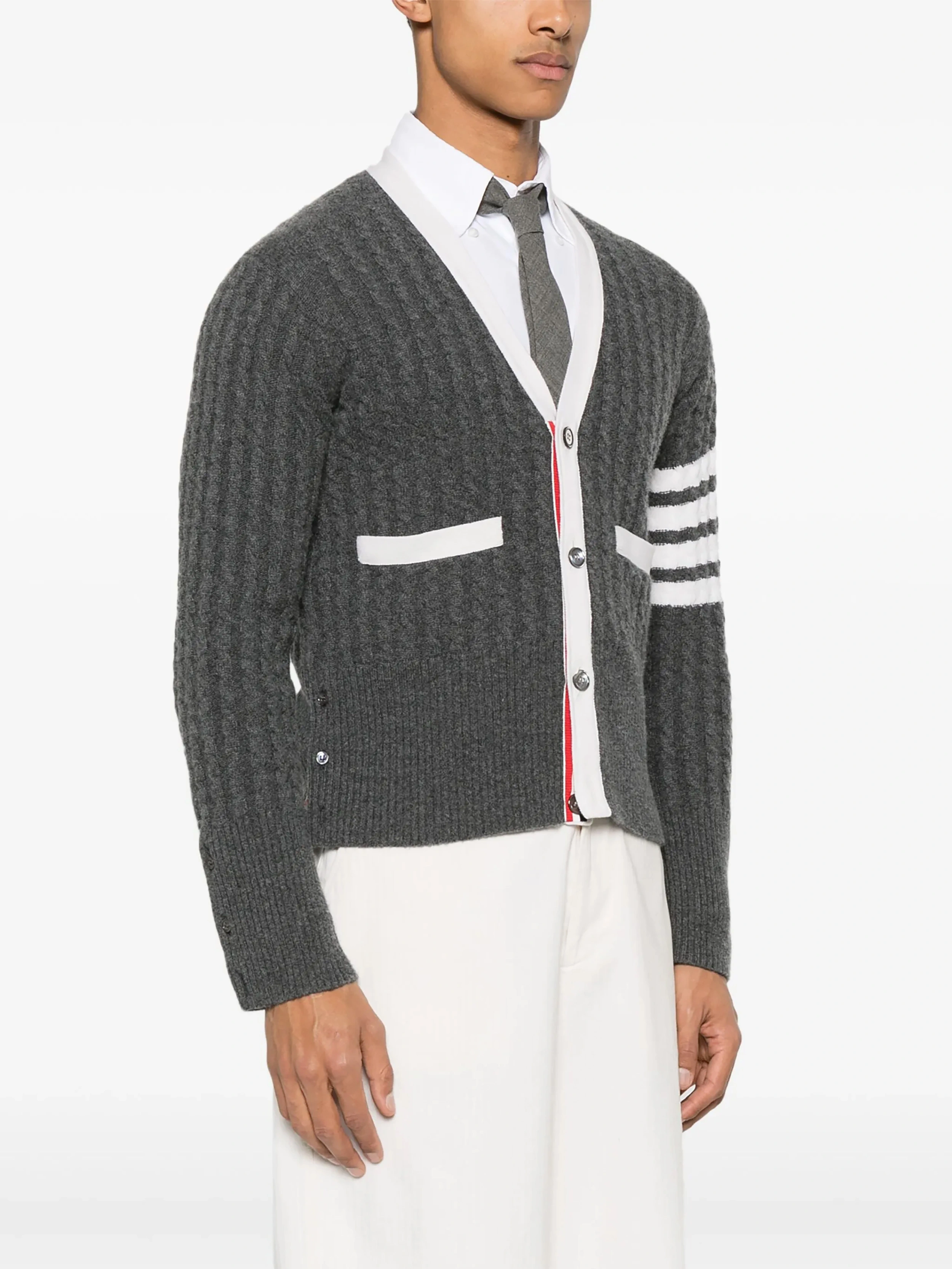 Fan Flo Men's Solid-Color Knit Spring/Fall Cardigan Polyester V-Neck Cardigan 1