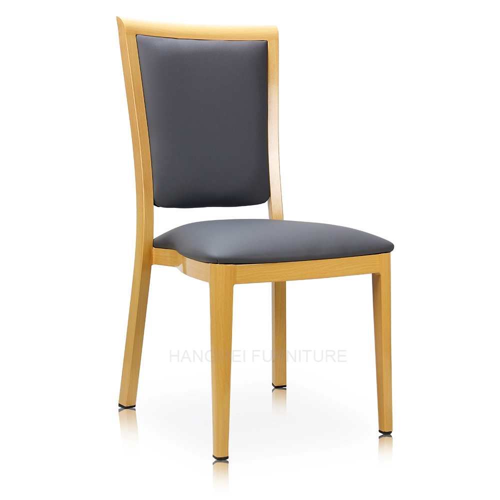 Wholesale Commercial Conference Center Wood Grain PU Leather Japanese Style Banquet Hall Dining Chair 1