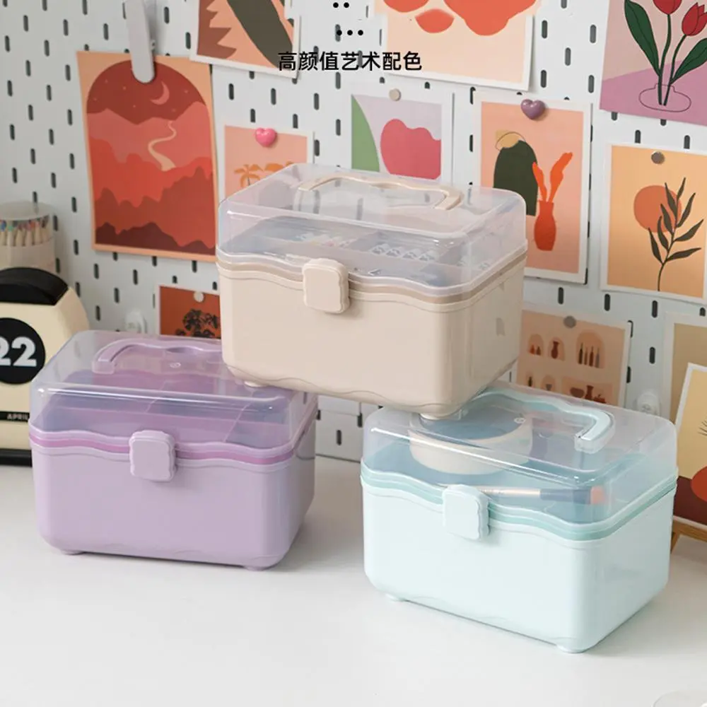 Hongxing plastic storage box with lid and handle, Cute double-layer large capacity home storage box 1