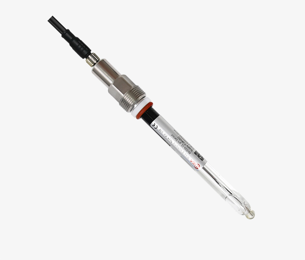 Industrial pH sensor connected to controller