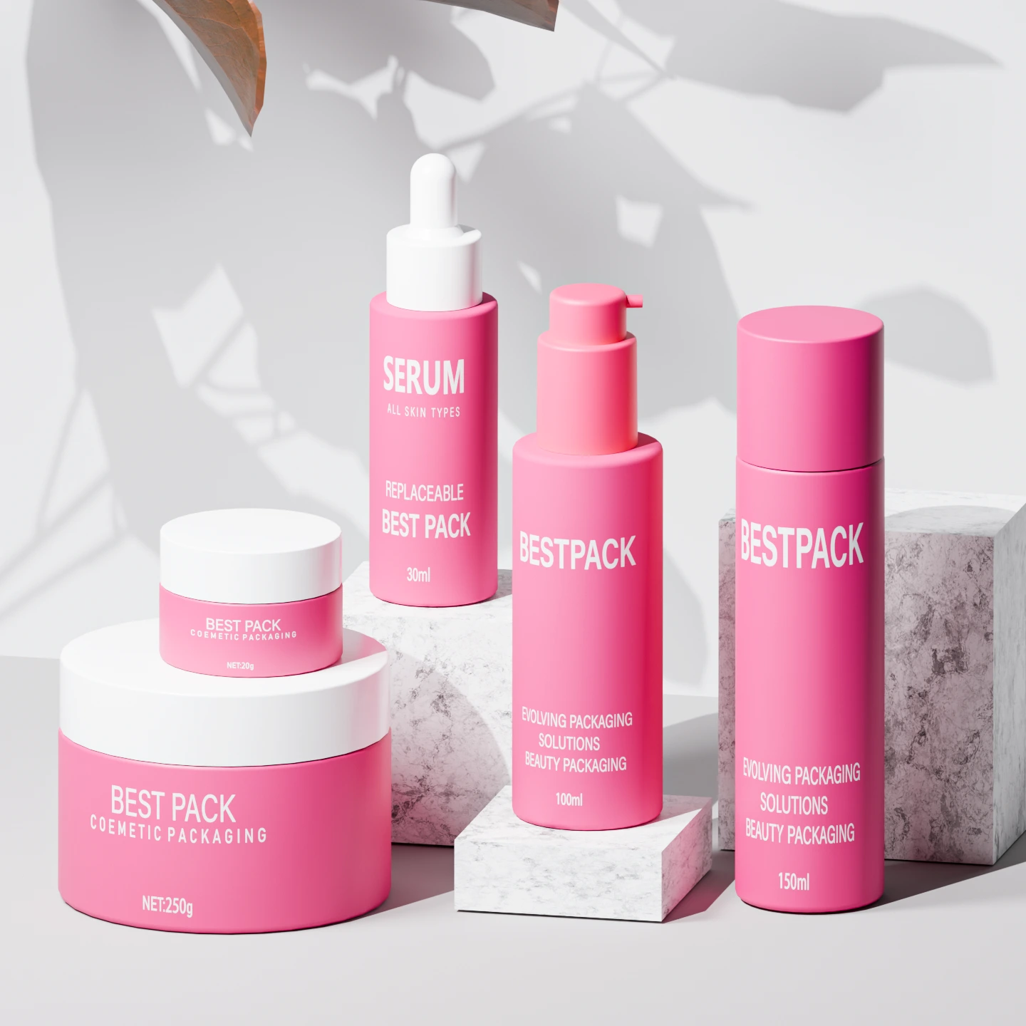 ชุดขวดแก้วสีชมพูฝ้า - 30มล. และ 100มล. พร้อมปั๊มโลชั่นและดรอปเปอร์ BEST-311425 1