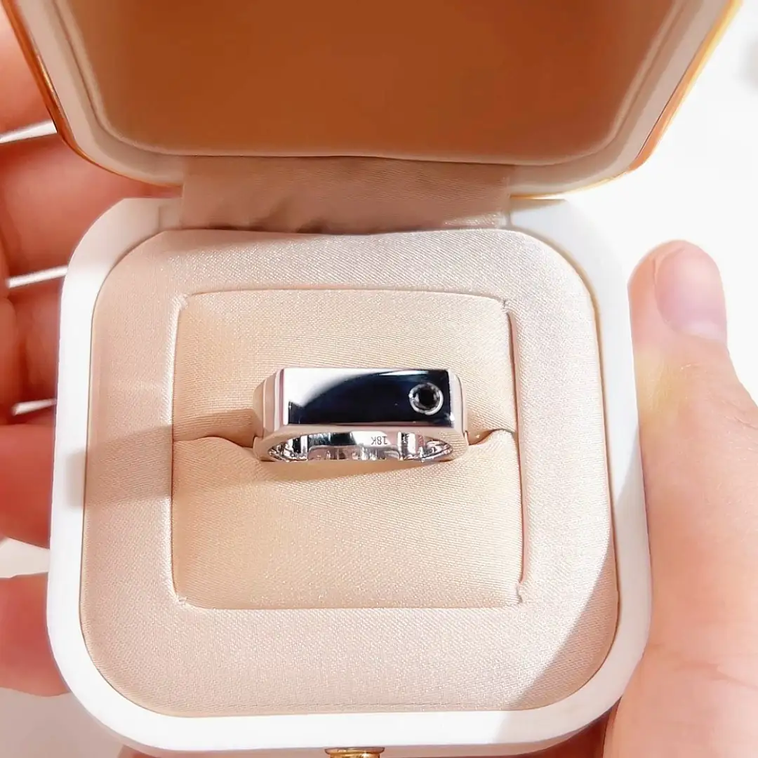 MSR-1918 18K gold Ring natural black diamond Ring IGI Certificate Messi Jewelry 1